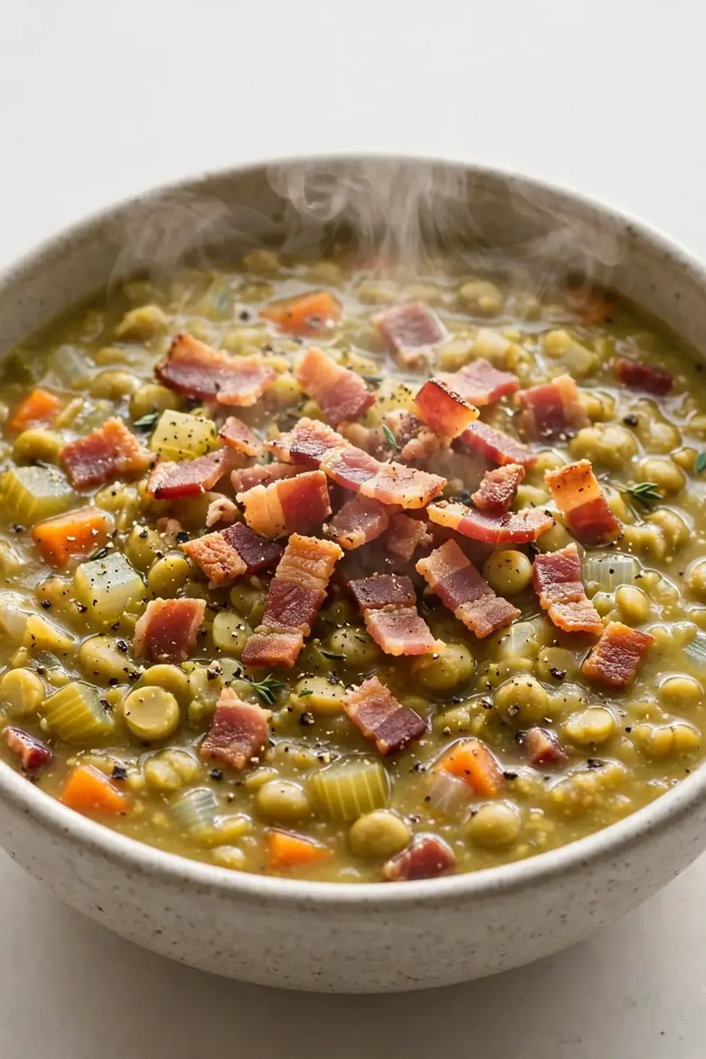 Crockpot Split Pea Soup (Turkey Bacon Base)