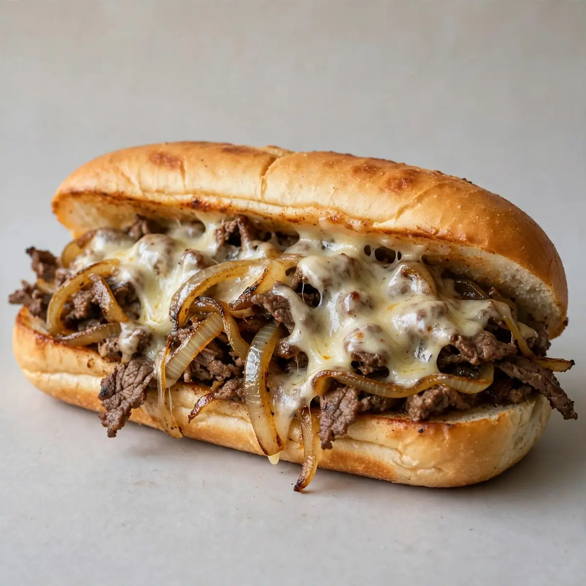 Klassisches Philly Cheesesteak Sandwich