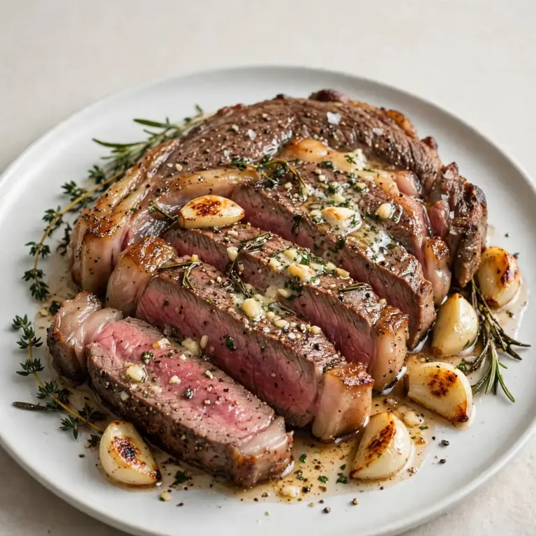 Knoblauch-Butter Ribeye-Steak wie vom Restaurant