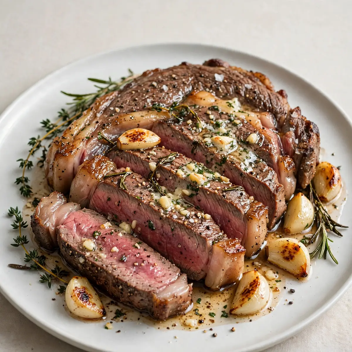 Knoblauch-Butter Ribeye-Steak wie vom Restaurant