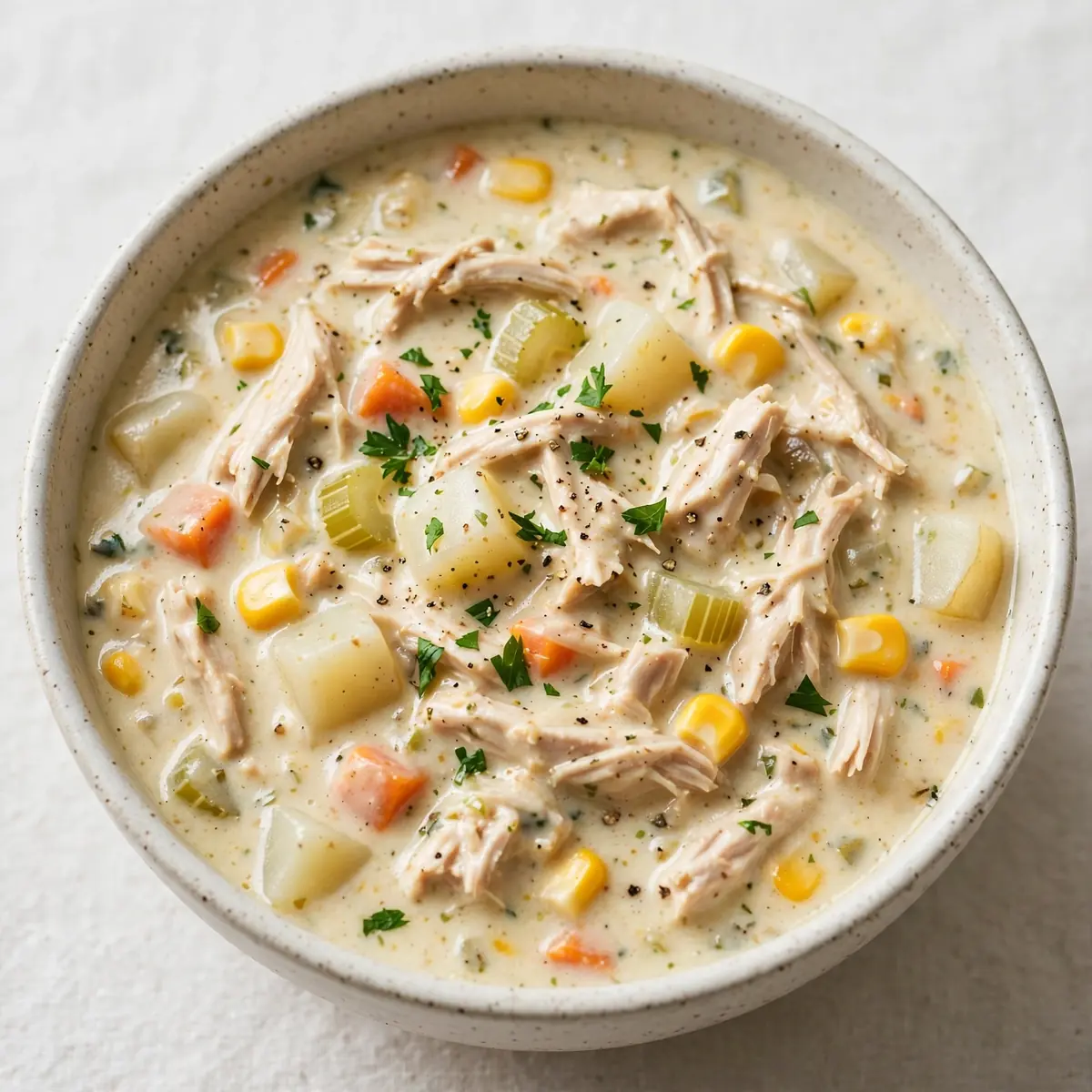 Langsam Gegarte Cremige Chicken Chowder fürs Wochenende