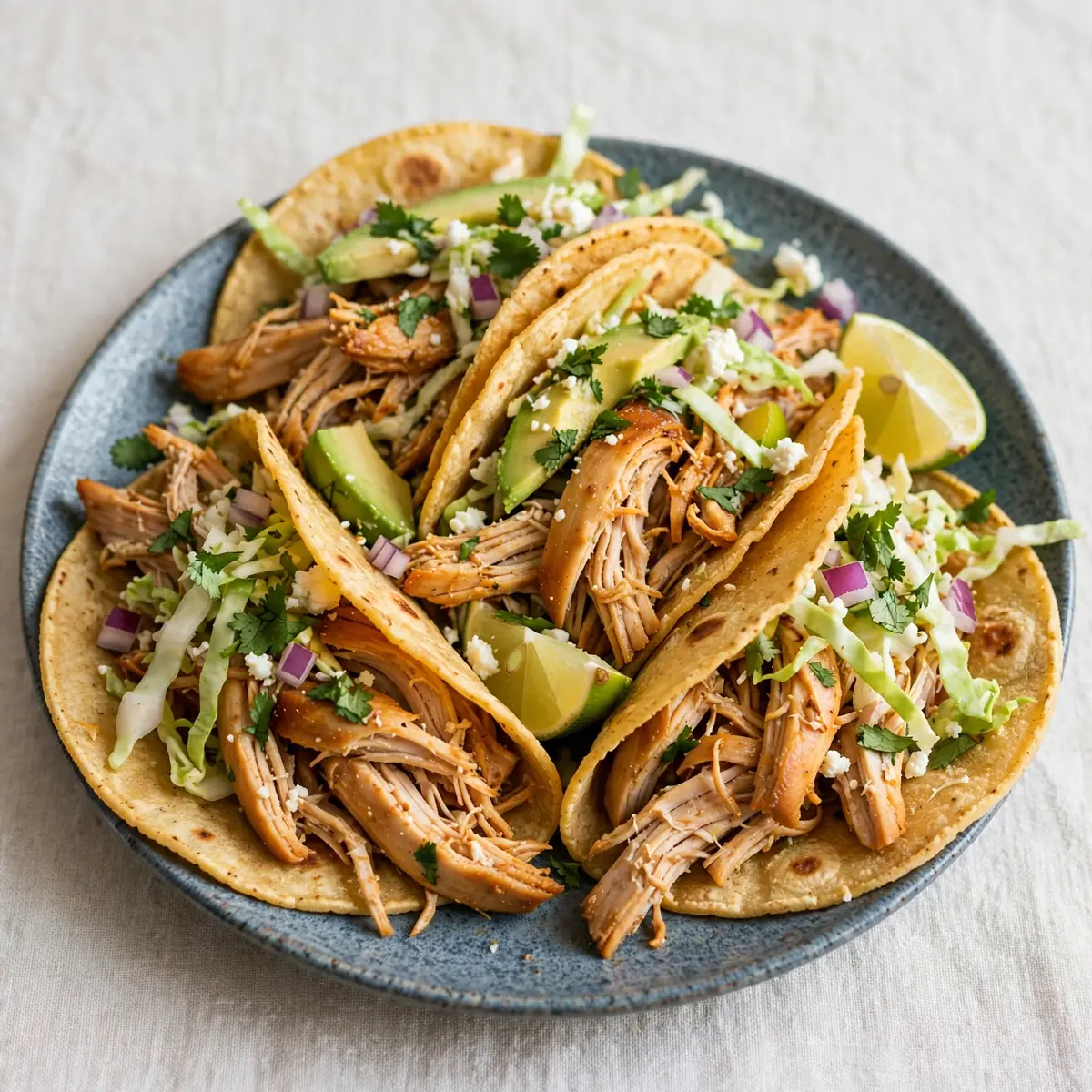 Langsam gegarte Hähnchen-Tacos aus dem Slow Cooker