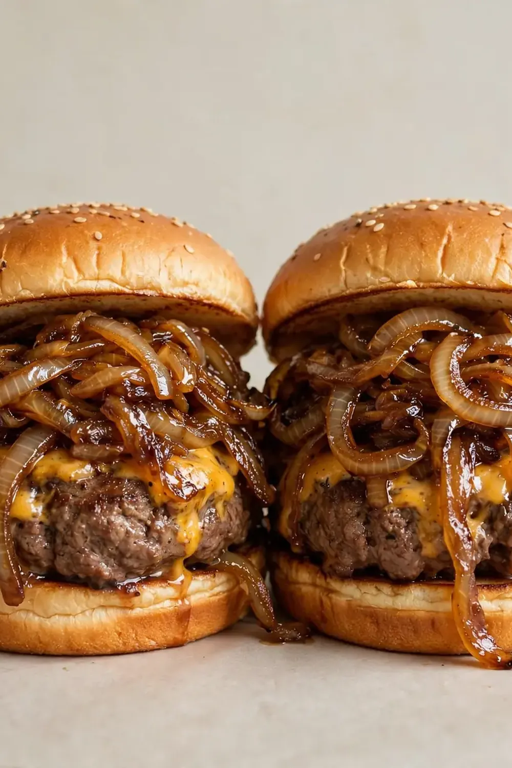 Juicy Beef Burgers with Caramelized Onions