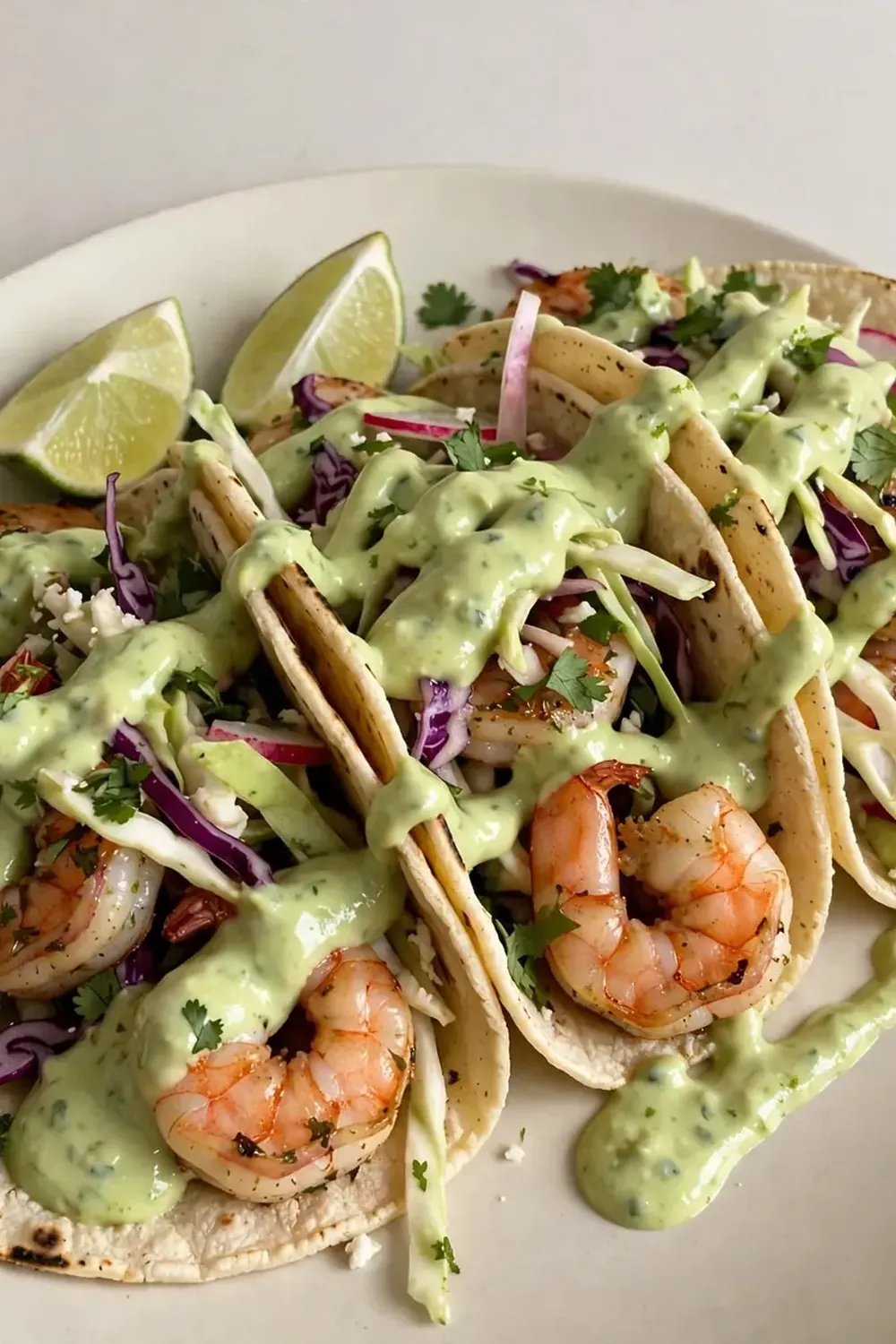 Shrimp Tacos with Avocado Cream