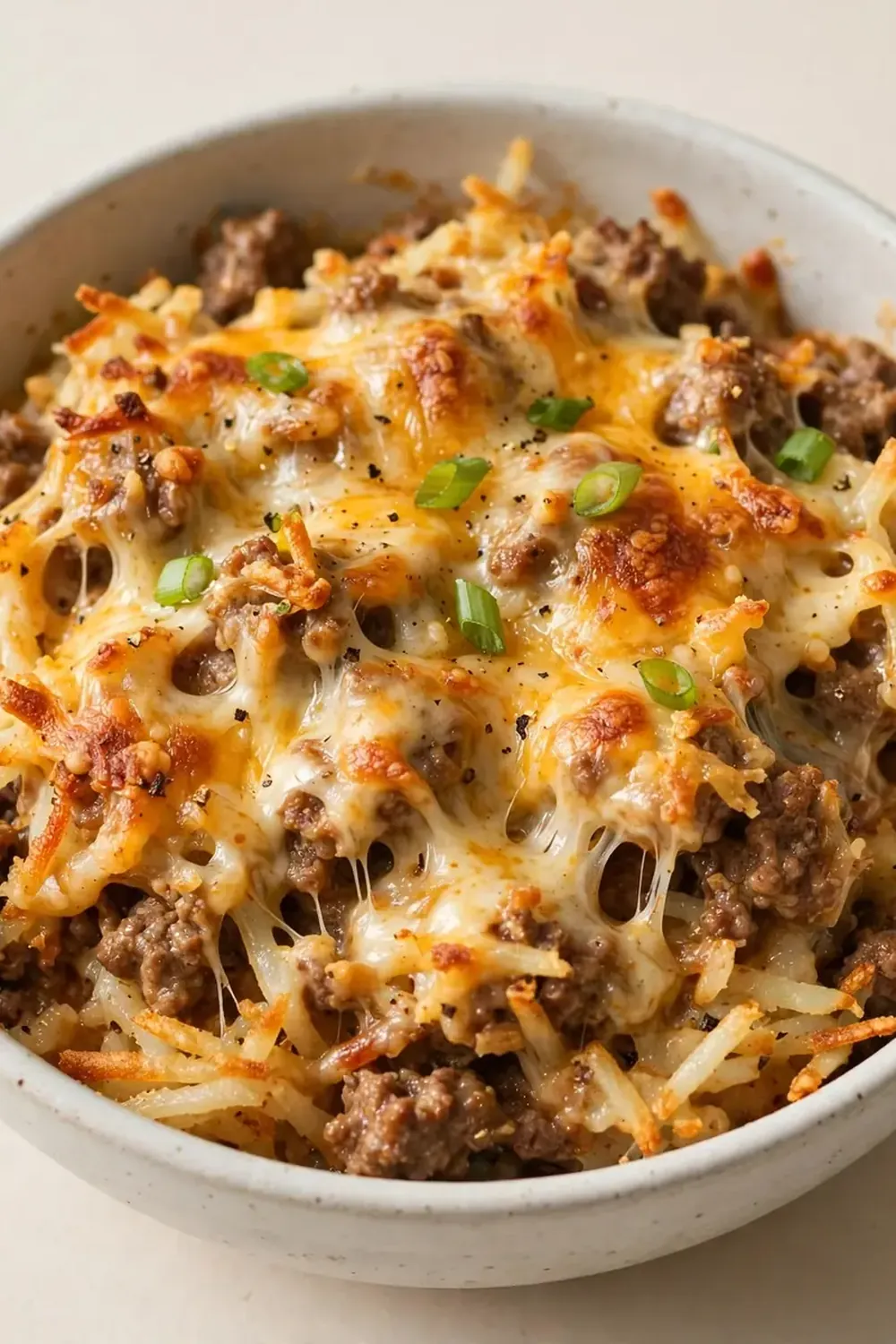 Crockpot Cheesy Beef and Hash Brown Casserole