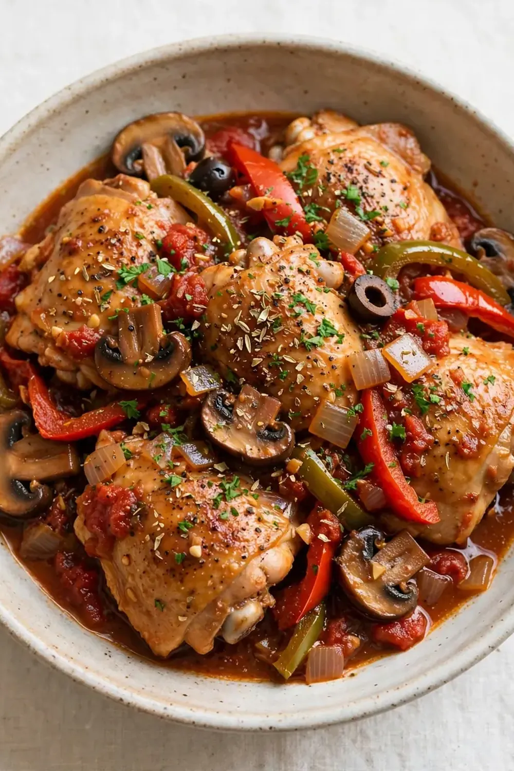 Slow Cooker Chicken Cacciatore (Wine-Free Tomato Base)