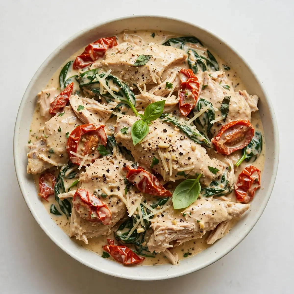 Slow Cooker Hähnchen mit Cremigen Sonnengetrockneten Tomaten