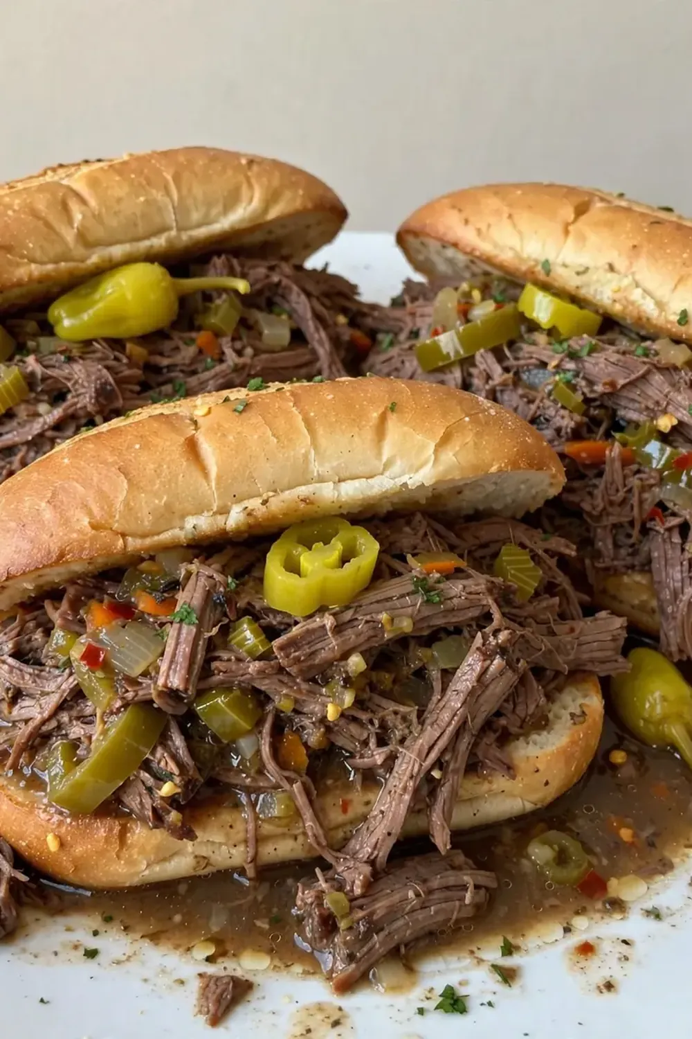 Dump-and-Go Crockpot Italian Beef Sandwiches (Beef Broth Base)