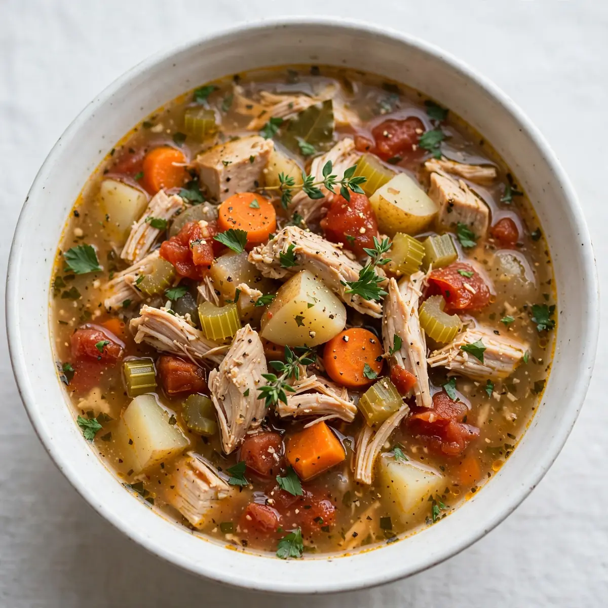 Slow Cooker Schmortopf-Truthahn-Gemüsesuppe für Wohlfühltage