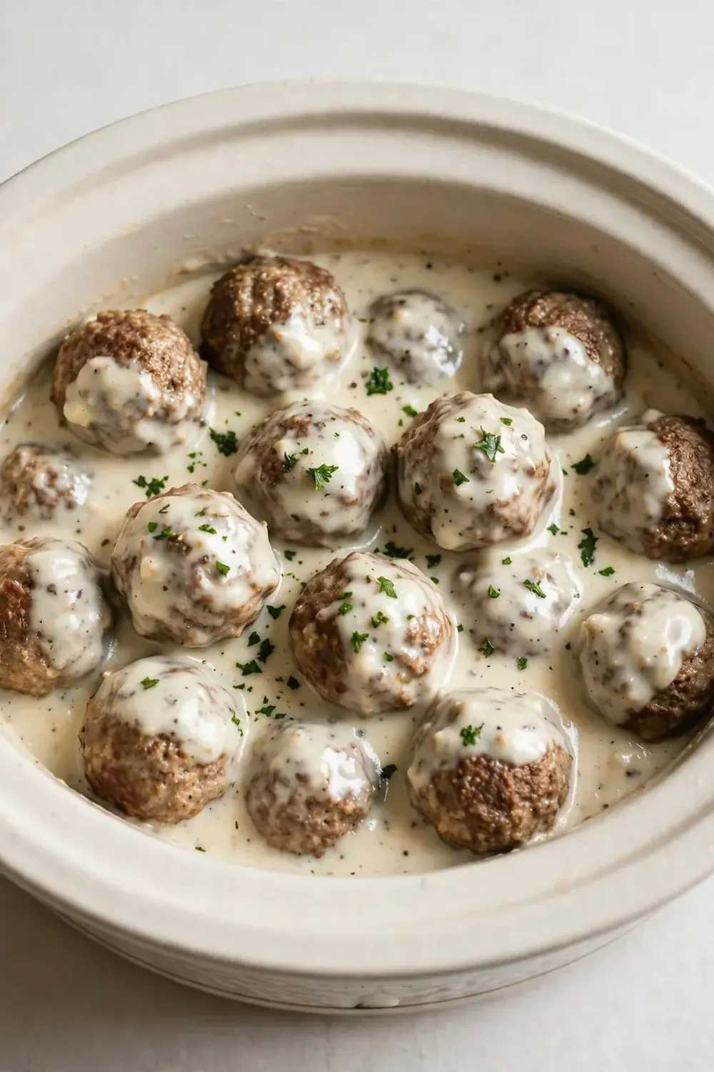 Crockpot Swedish Meatballs (Beef & Turkey Blend, Cream Gravy)