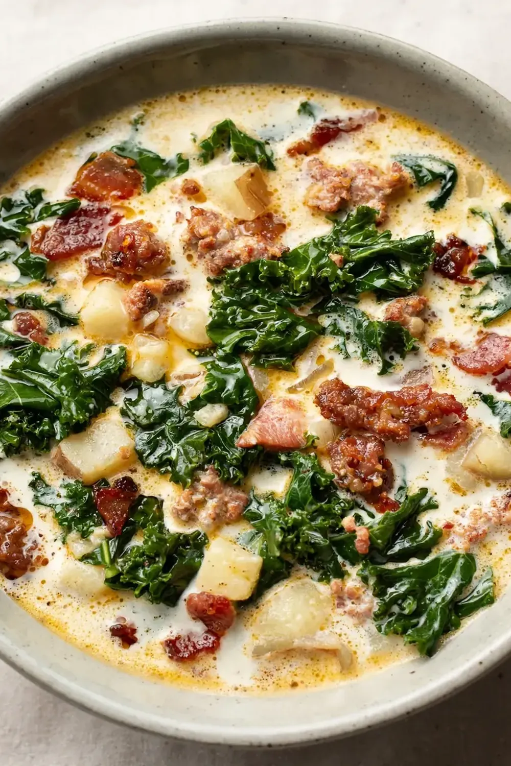 Slow Cooker Zuppa Toscana (Turkey Sausage & Beef Bacon Base)